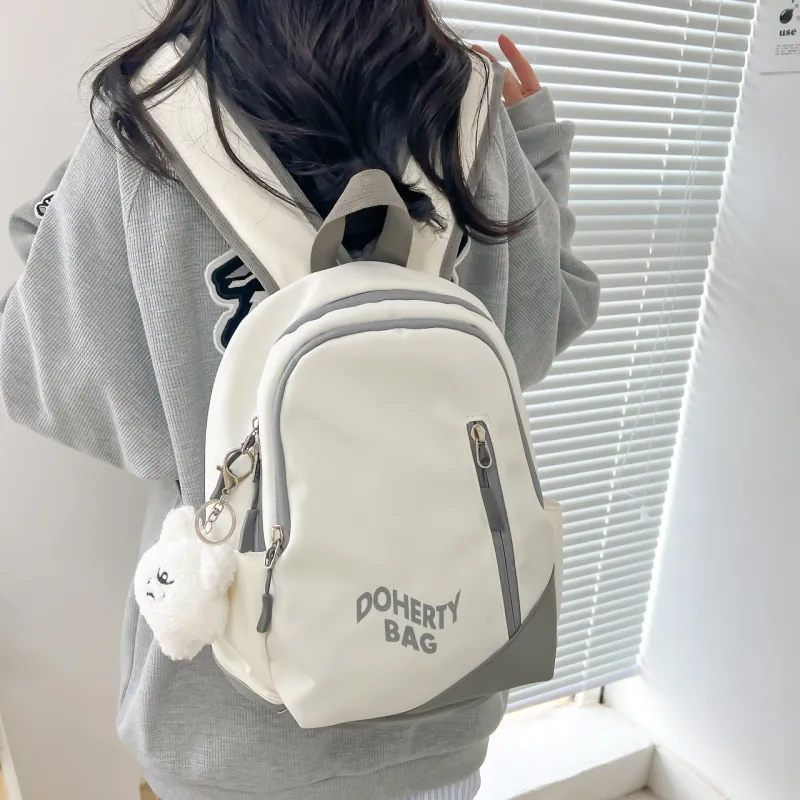 Cwatcun Canvas Backpack Regular Unisex Black/Pink/Red/White/Gray/Blue/Gray/White-3