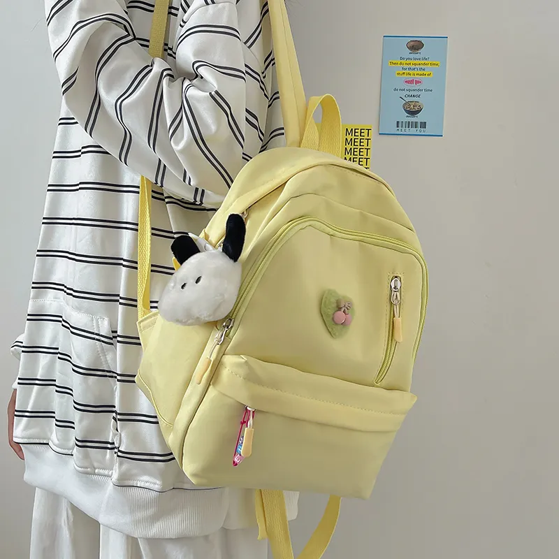 Cwatcun Nylon Backpack Women's Ecru/Black/Pink/Light Yellow/Light Green-17