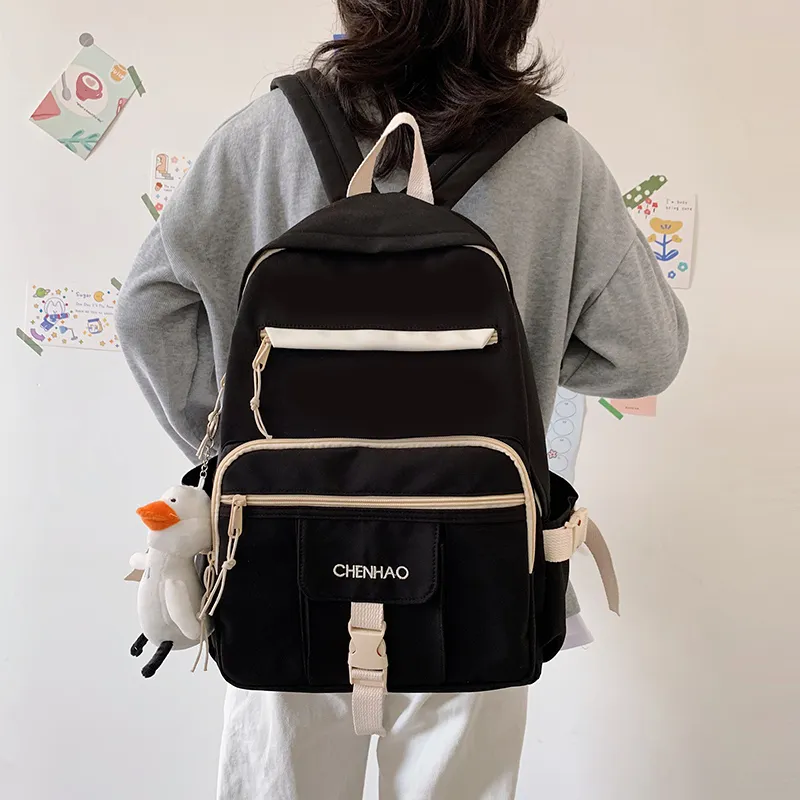 Cwatcun Nylon Backpack Unisex White/Red/Black/Blue-13