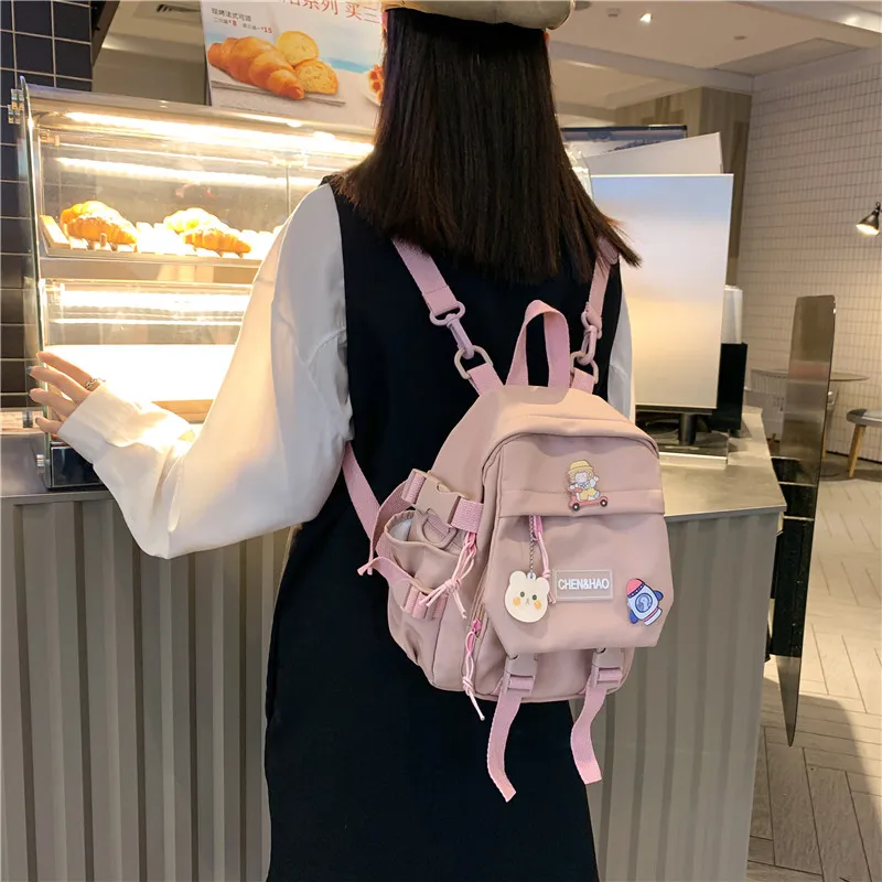 Cwatcun Nylon Backpack Regular Unisex White/Blue/Black/Pink-15