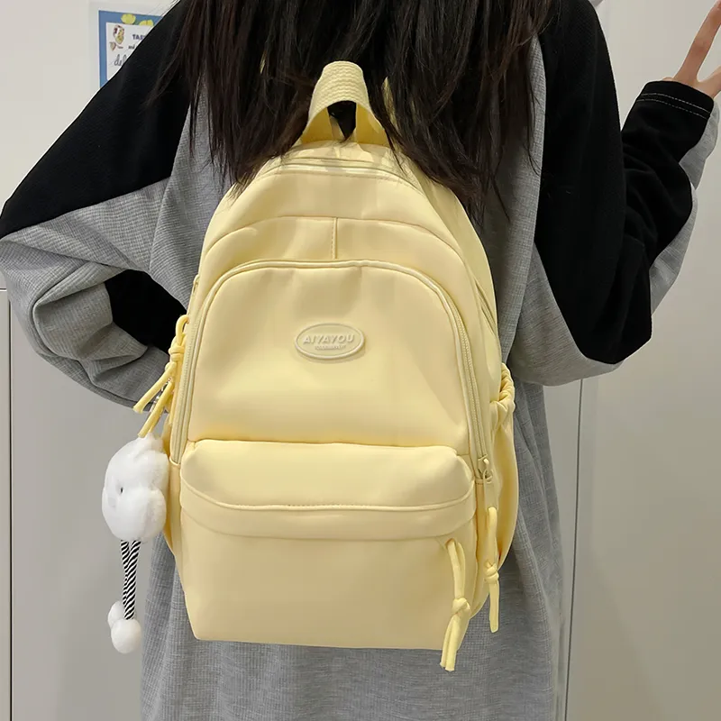 Cwatcun Nylon Backpack Regular Women's White/Pink/Black/Yellow/Green-15
