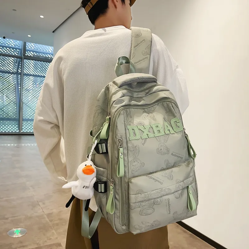 Cwatcun Nylon Backpack Regular Unisex Black/White/Red/Green-13
