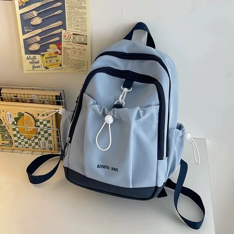 Cwatcun Nylon Backpack Unisex Pink/Blue/Black/Beige/Green-10