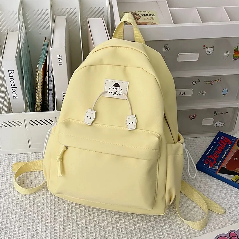 Cwatcun Polyester Backpack Unisex Ecru/Pink/Blue/Yellow/Black-10