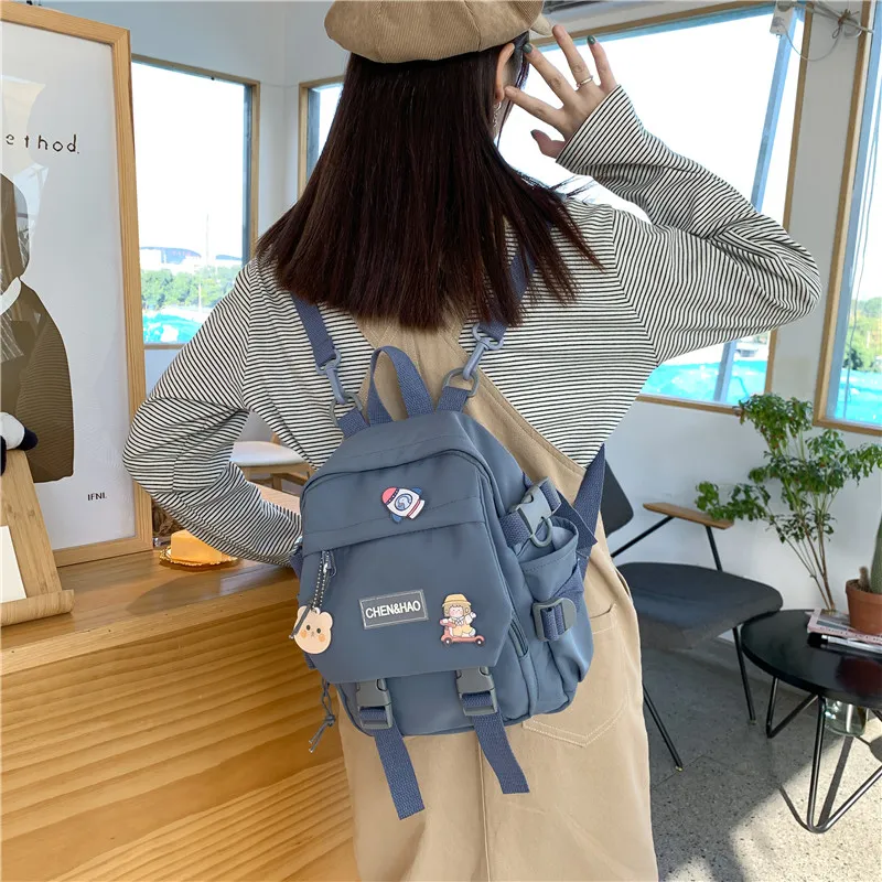 Cwatcun Nylon Backpack Regular Unisex White/Blue/Black/Pink-9