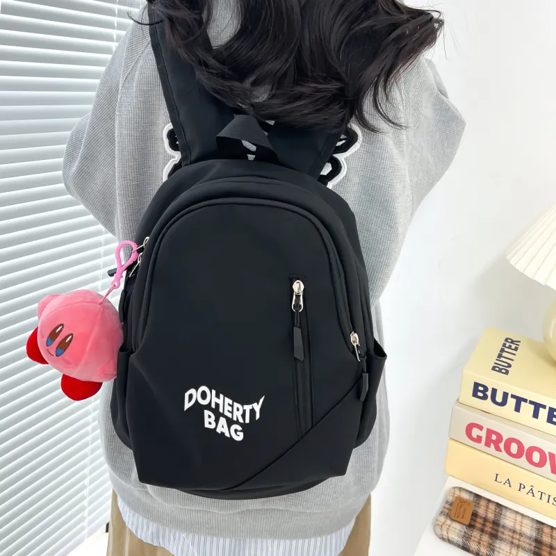 Cwatcun Canvas Backpack Regular Unisex Black/Pink/Red/White/Gray/Blue/Gray/White-16