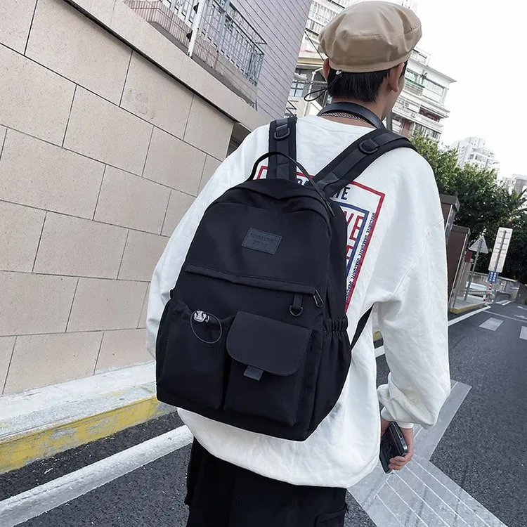 Cwatcun Nylon Backpack Regular Unisex Black/White/Pink/Blue-7