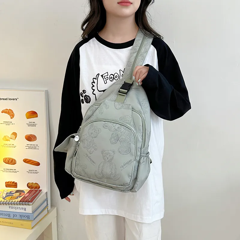 Cwatcun Nylon Backpack Unisex White/Green/Purple/Pink-7