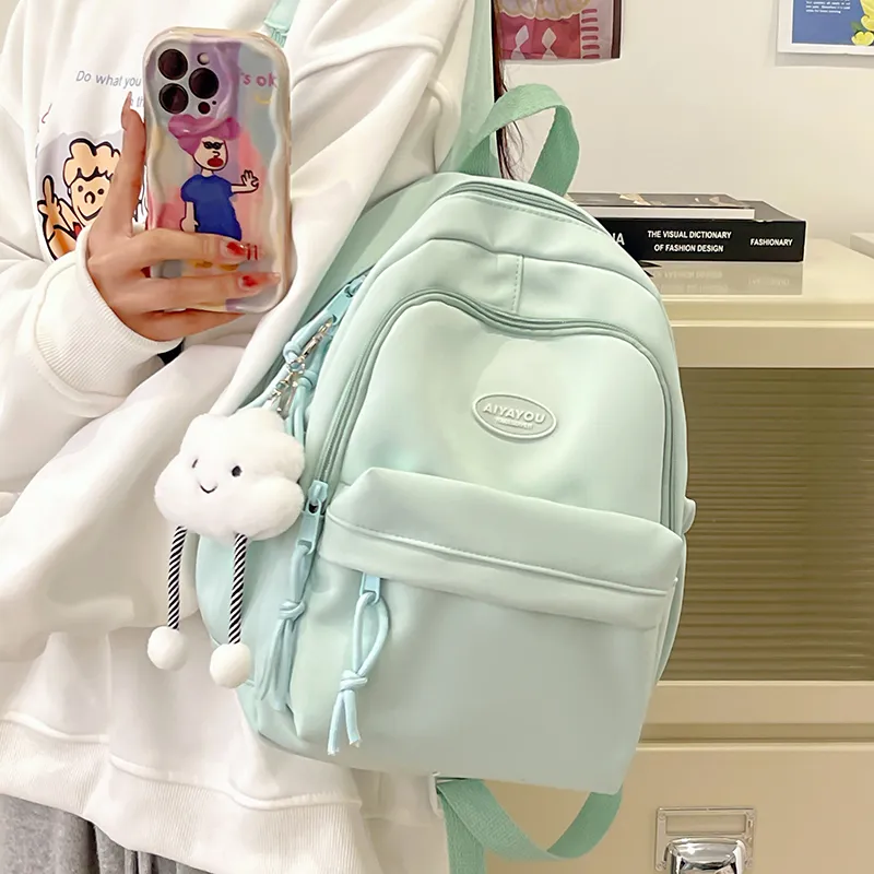 Cwatcun Nylon Backpack Regular Women's White/Pink/Black/Yellow/Green-20