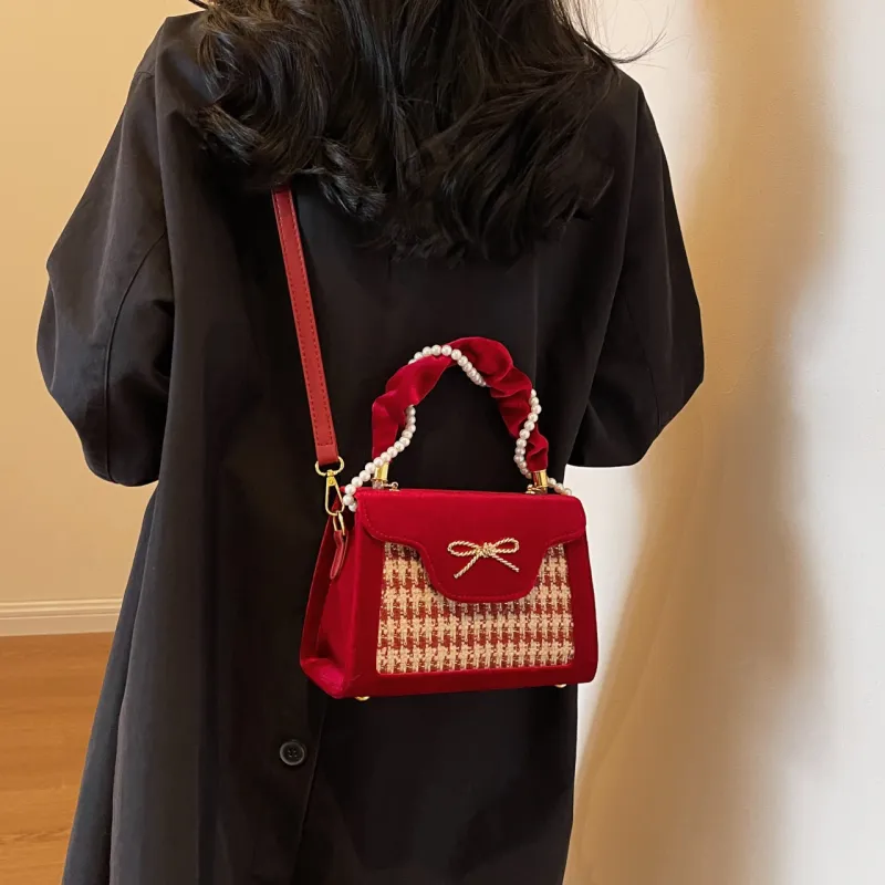 Cwatcun PU Plush Crossbody One Shoulder Handbags Regular Women's Red PU Style/Red Fleece Style-10