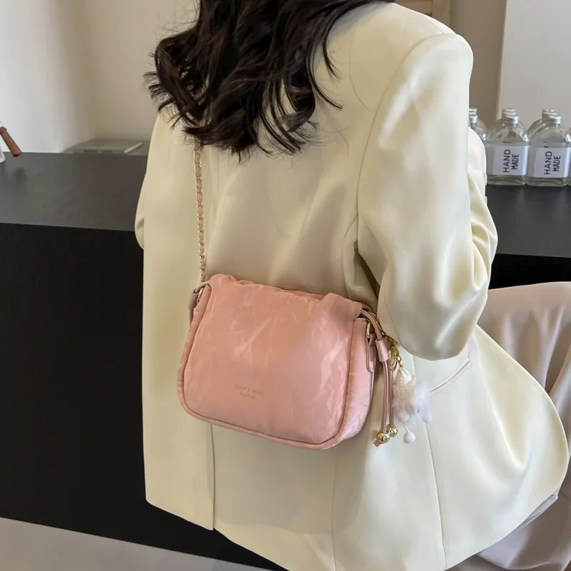 Cwatcun PU Shoulder Bag Regular Women's Pink/Black/Ecru/Green-2