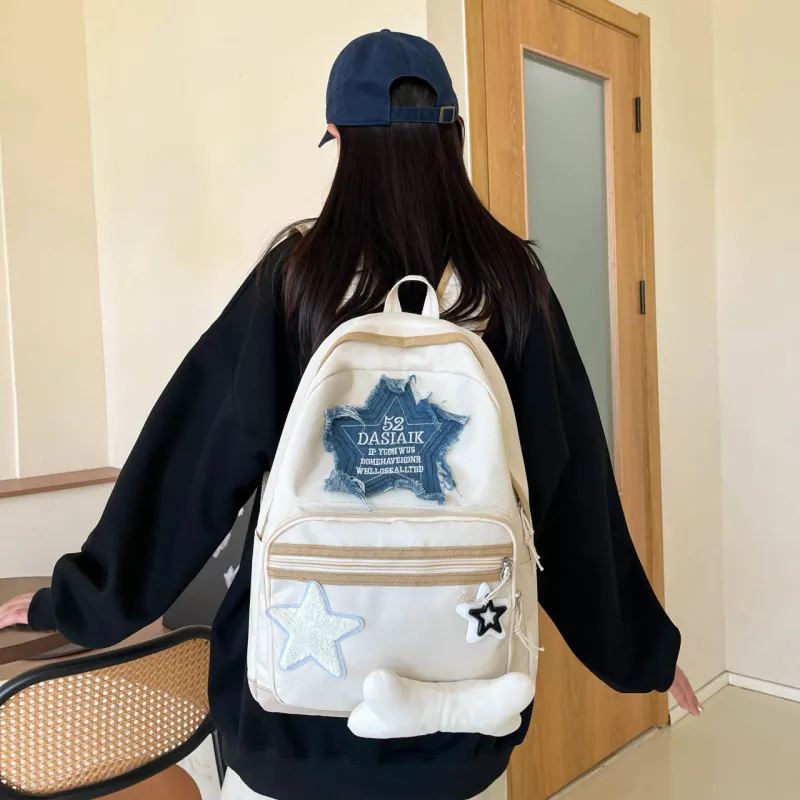 Cwatcun Oxford Backpack Unisex White/Brown/Black-1