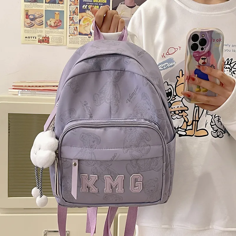 Cwatcun Nylon Backpack Women's White/Pink/Black/Yellow/Purple-20