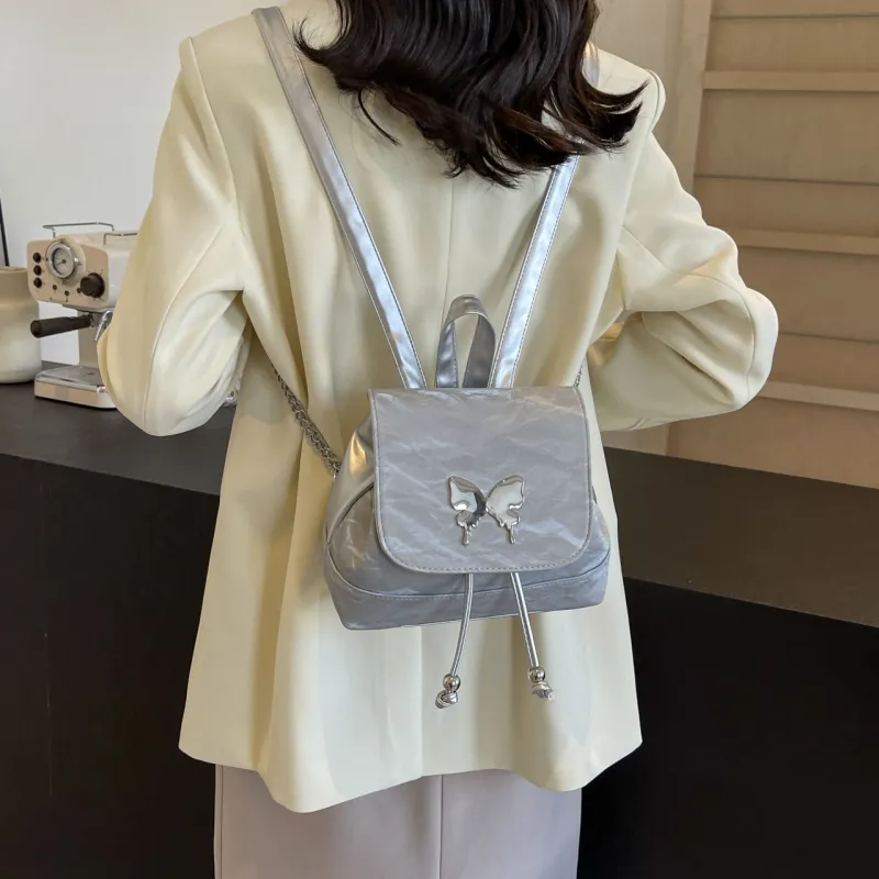 Cwatcun PU Handbag Backpack Regular Women's Ecru/Silver/Green/Blue/Pink/Black-10