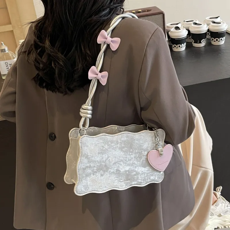 Cwatcun PU Handbag, Shoulder Bag Regular Women's Silver/Pink/Green/White/Black-3