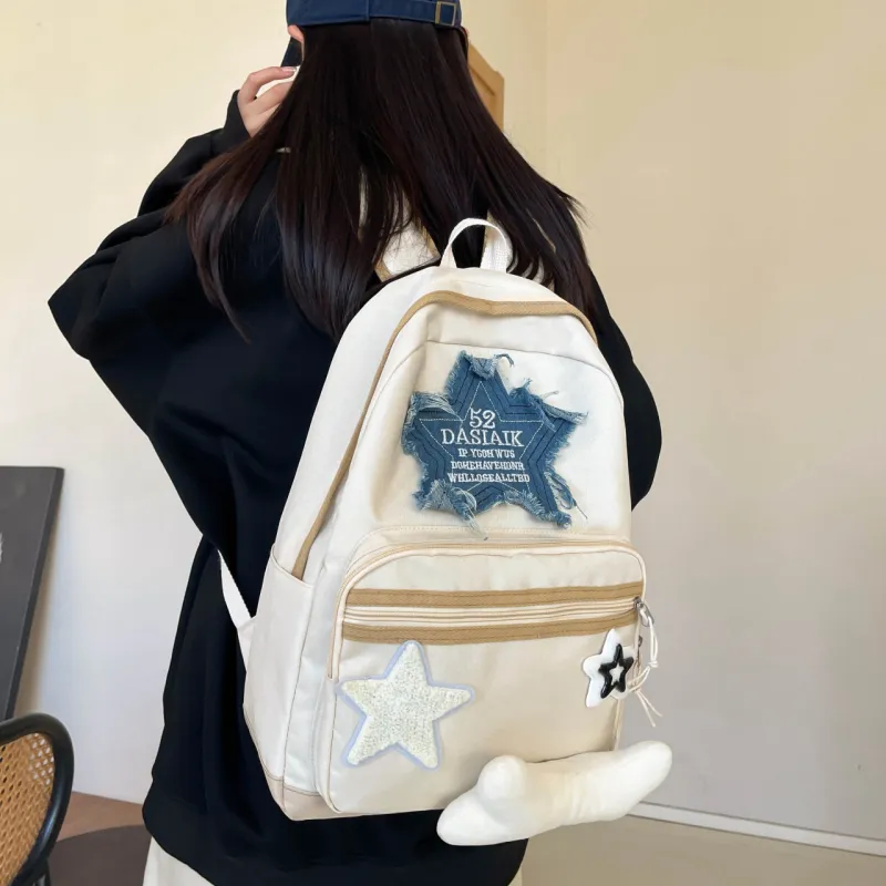 Cwatcun Oxford Backpack Unisex White/Brown/Black-2