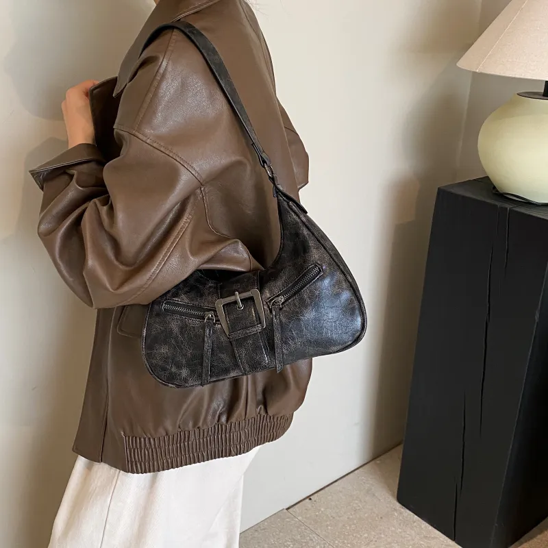 Rainbow Girl PU Shoulder Bag Women's Black/Coffee/Brown-18