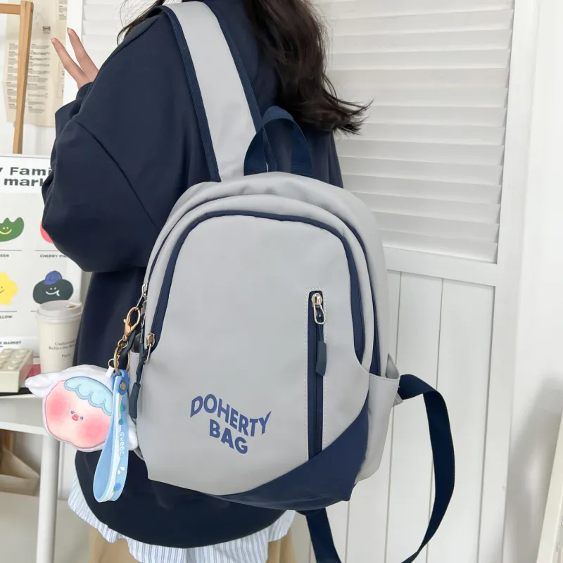 Cwatcun Canvas Backpack Regular Unisex Black/Pink/Red/White/Gray/Blue/Gray/White-25