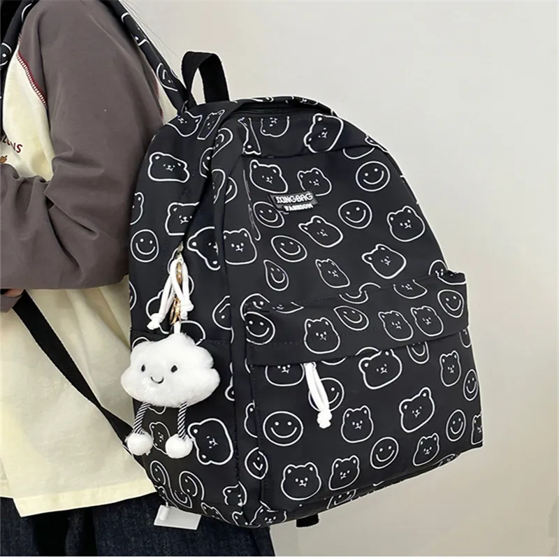 Rainbow Girl Nylon Backpack Regular Unisex Blue/Green/Yellow/Black-15