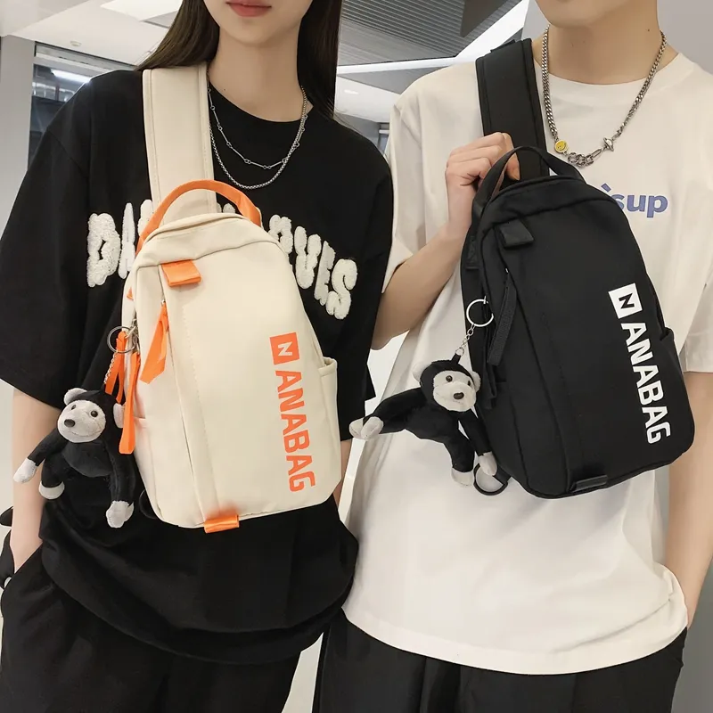 Rainbow Girl Nylon Sling Bag Unisex Ecru/Blue/Gray/Black-14