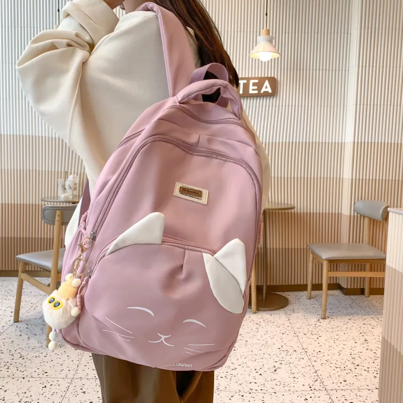 Cwatcun Nylon Backpack Unisex Blue/Pink/White/Black-9