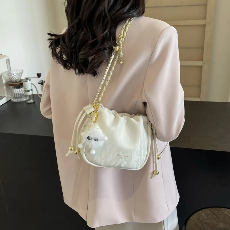 Rainbow Girl PU Shoulder Bag Regular Women's Green/Pink/Ecru/Black-16
