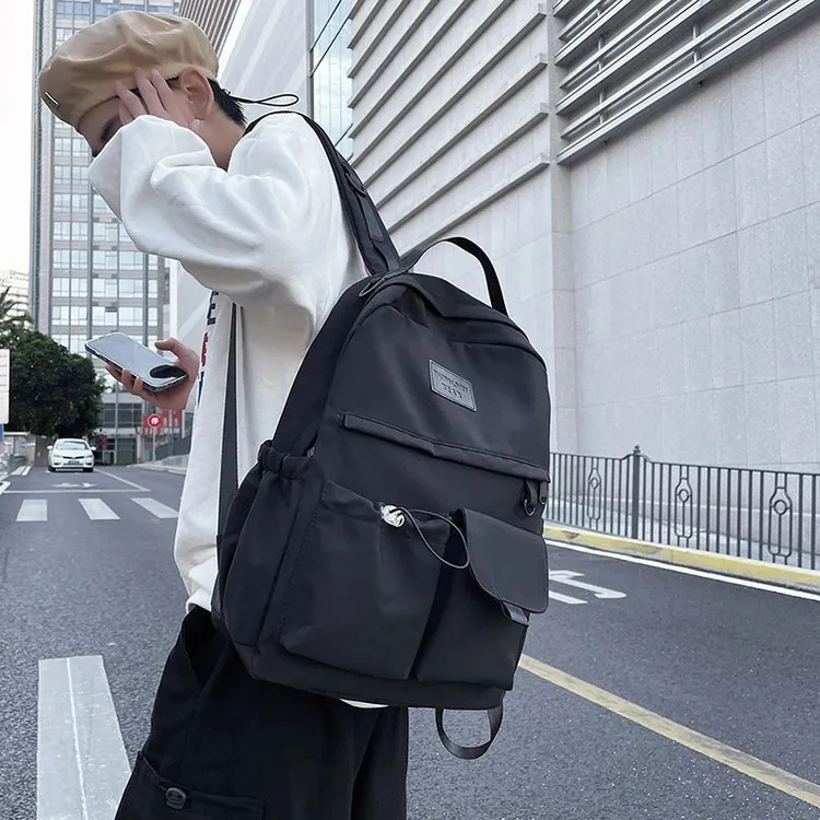 Cwatcun Nylon Backpack Regular Unisex Black/White/Pink/Blue-8