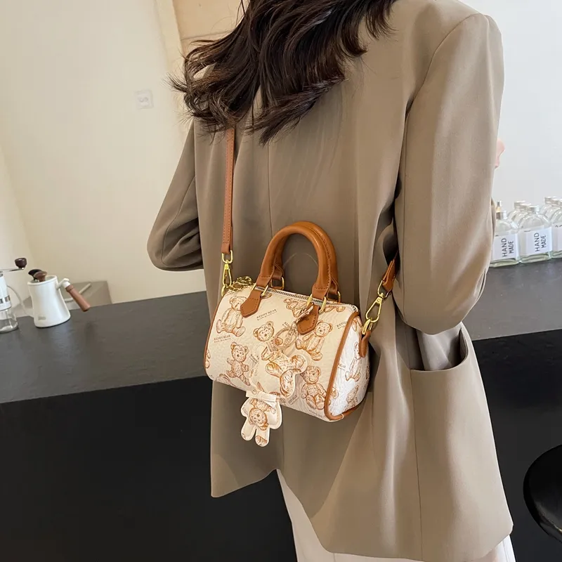 Cwatcun PU Shoulder Bag Crossbody Bag Handbag Women's Ecru/Brown/Pink/Black-5