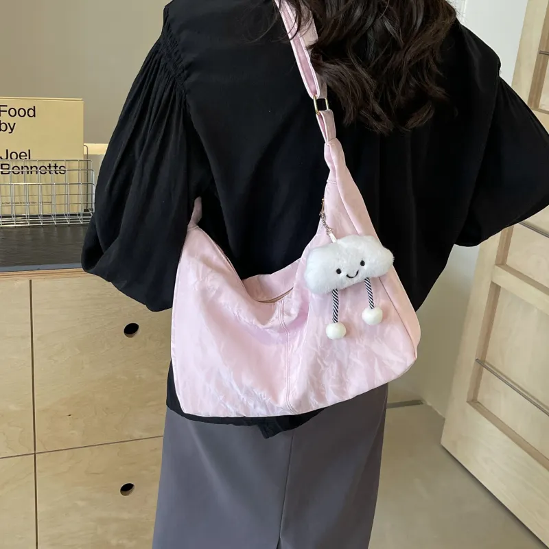 Cwatcun PU Bucket Bag, Shoulder Bag, Crossbody Bag Women's Black/Ecru/Silver/Pink-22