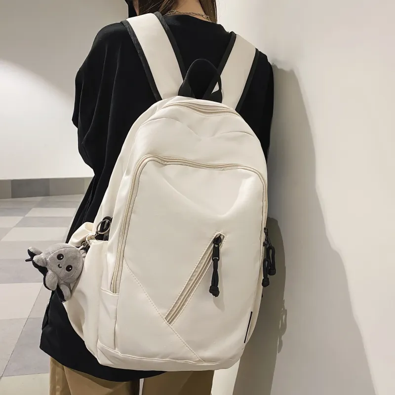 Cwatcun Nylon Backpack Regular Unisex Brown/White/Black/Gray-5