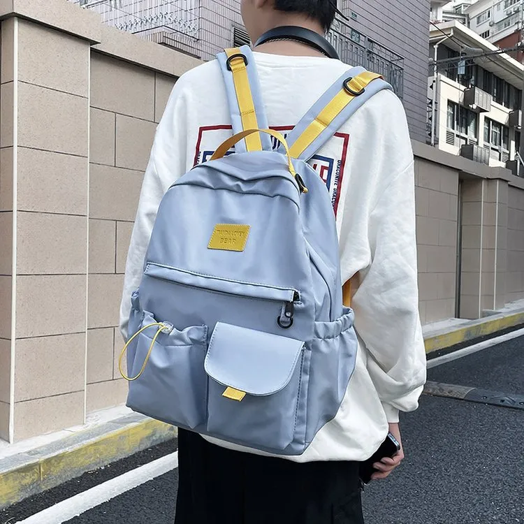 Cwatcun Nylon Backpack Regular Unisex Black/White/Pink/Blue-16