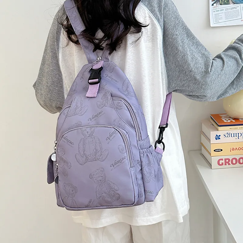 Cwatcun Nylon Backpack Unisex White/Green/Purple/Pink-14