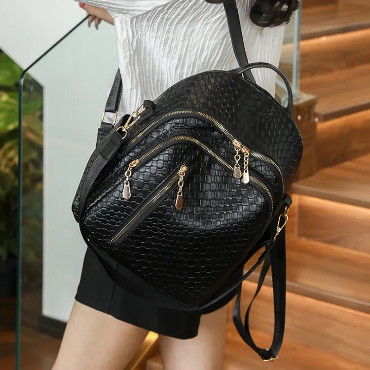 Cwatcun PU Backpack Regular Unisex Brown/Khaki/Black/White-8