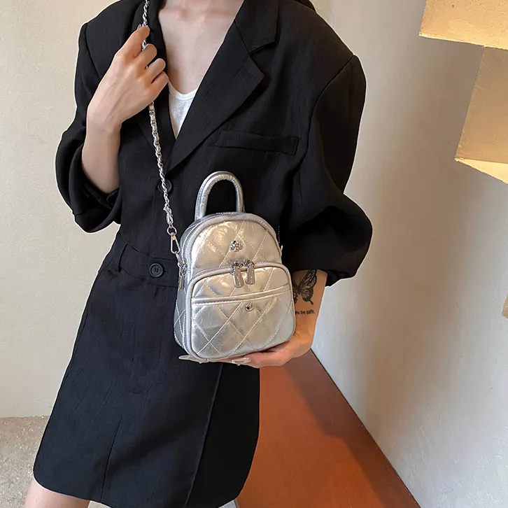 Cwatcun PU Crossbody One Shoulder Handbag Regular Women's White/Black/Burgundy/Silver-14