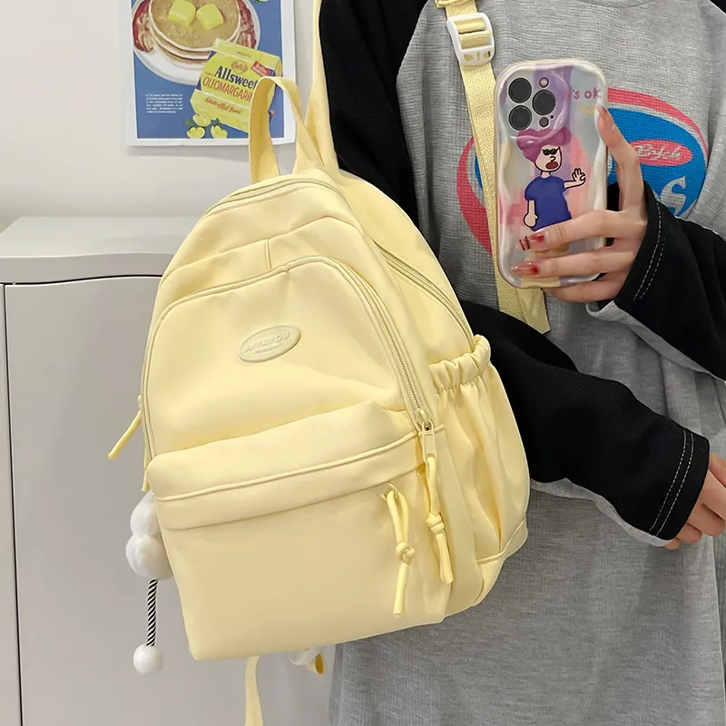 Cwatcun Nylon Backpack Regular Women's White/Pink/Black/Yellow/Green-14