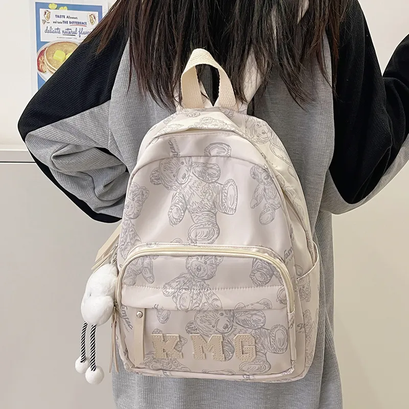 Cwatcun Nylon Backpack Women's White/Pink/Black/Yellow/Purple-2