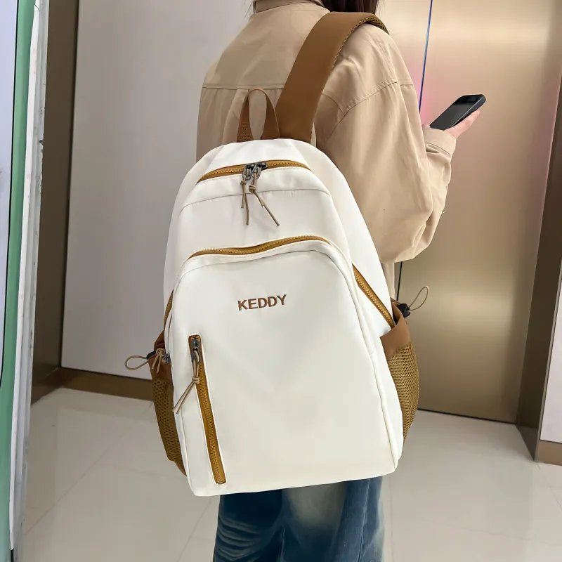 Cwatcun Nylon Backpack Unisex Ecru/Brown/Black/Coffee-5