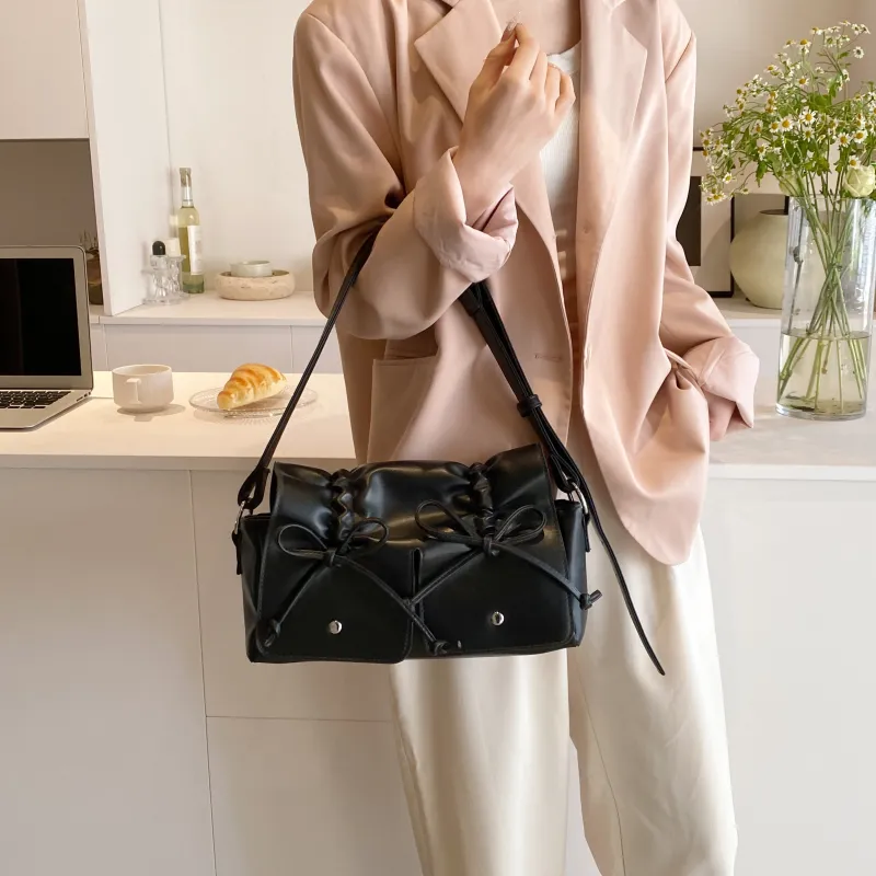 Cwatcun PU Crossbody Shoulder Bags Regular Women's White/Silver/Pink/Black-26