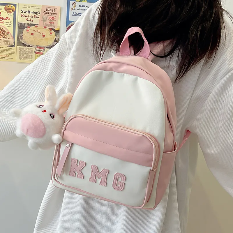 Cwatcun Nylon Fabric Backpack Regular Unisex Light Green/Yellow/Blue/Pink/Black-25