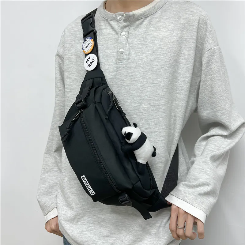 Cwatcun Nylon Sling Bag Regular Unisex White/Light Brown/Gray/Black-18