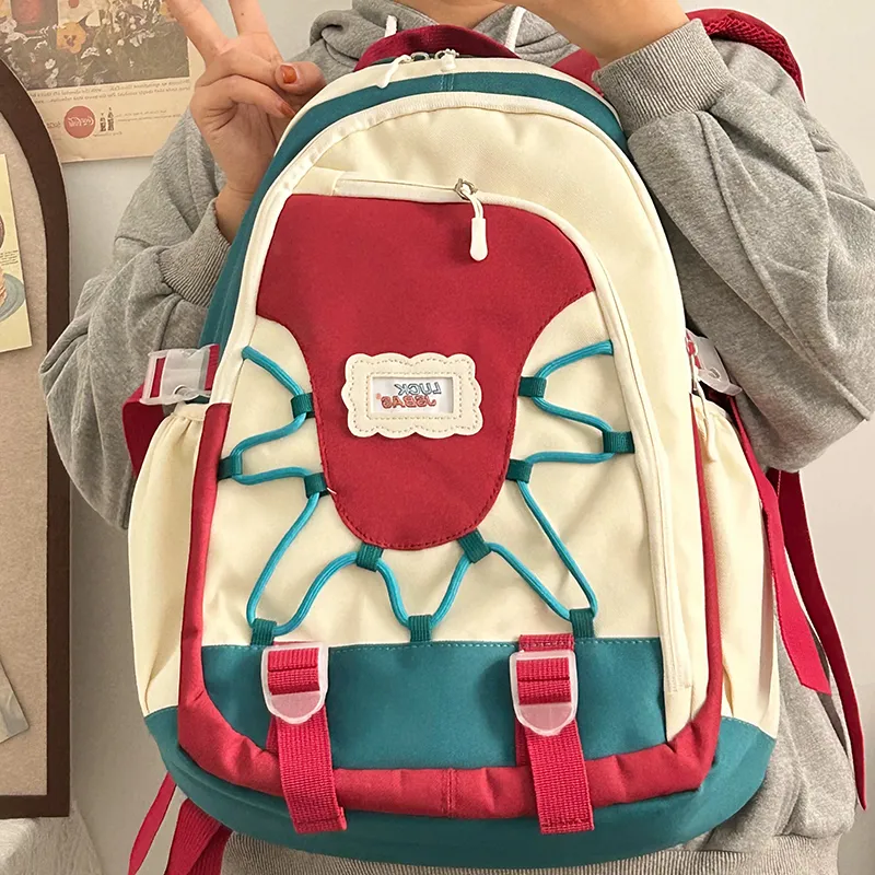 Rainbow Girl Nylon Backpack Regular Women's Red With Charm/White With Charm/Pink With Charm/Blue With Charm-1