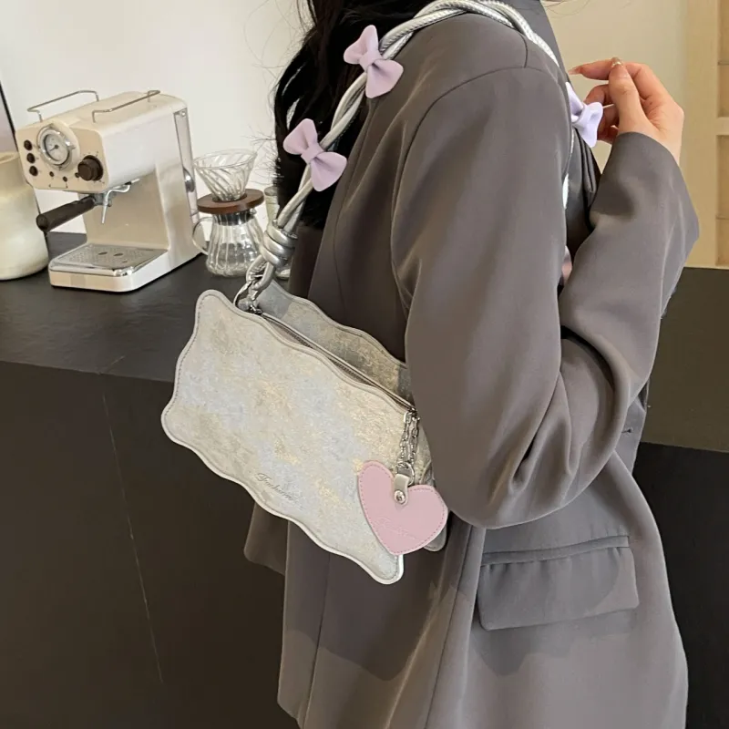 Cwatcun PU Handbag, Shoulder Bag Regular Women's Silver/Pink/Green/White/Black-4