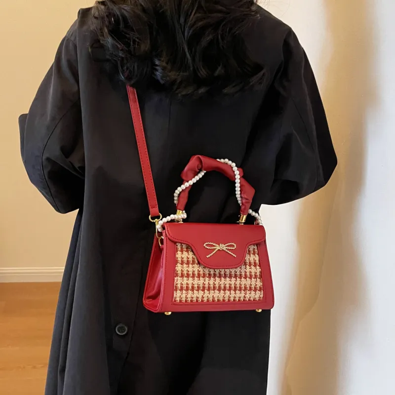 Cwatcun PU Plush Crossbody One Shoulder Handbags Regular Women's Red PU Style/Red Fleece Style-3