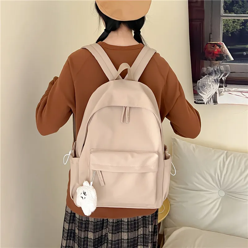 Rainbow Girl Composite Cloth Backpack Regular Women's Black/Ecru/Pink/Khaki/Green-13