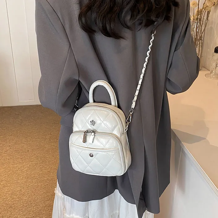 Cwatcun PU Crossbody One Shoulder Handbag Regular Women's White/Black/Burgundy/Silver-1