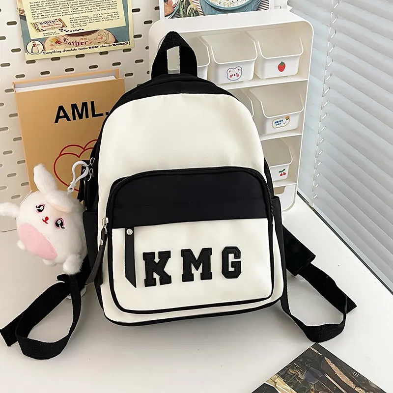 Cwatcun Nylon Fabric Backpack Regular Unisex Light Green/Yellow/Blue/Pink/Black-30