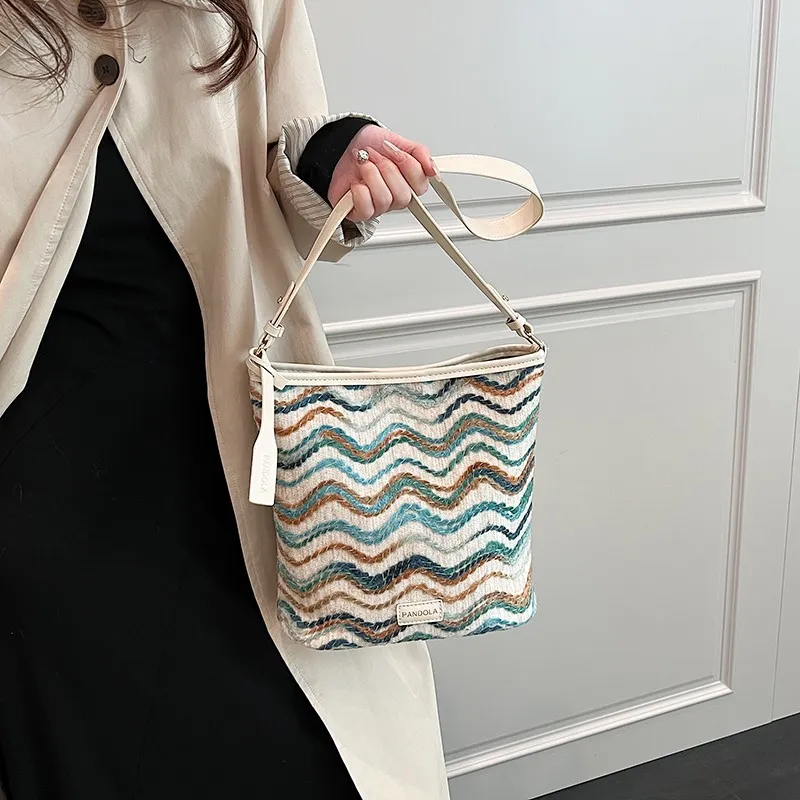 Cwatcun PU Shoulder Bag Women's Brown/White-5