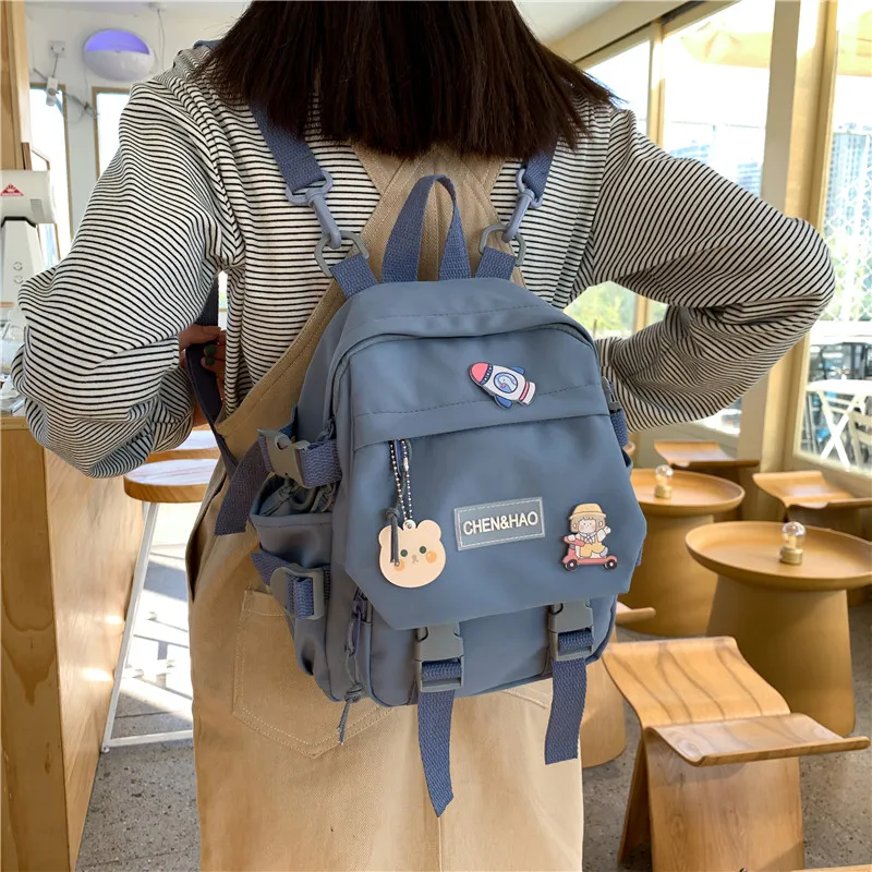 Cwatcun Nylon Backpack Regular Unisex White/Blue/Black/Pink-7