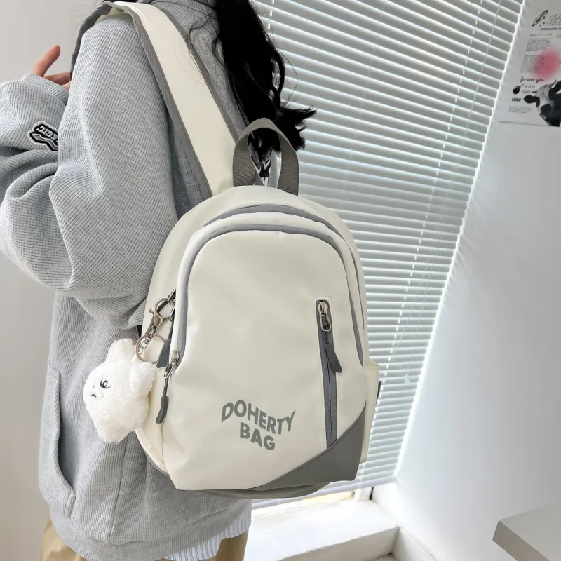 Cwatcun Canvas Backpack Regular Unisex Black/Pink/Red/White/Gray/Blue/Gray/White-4