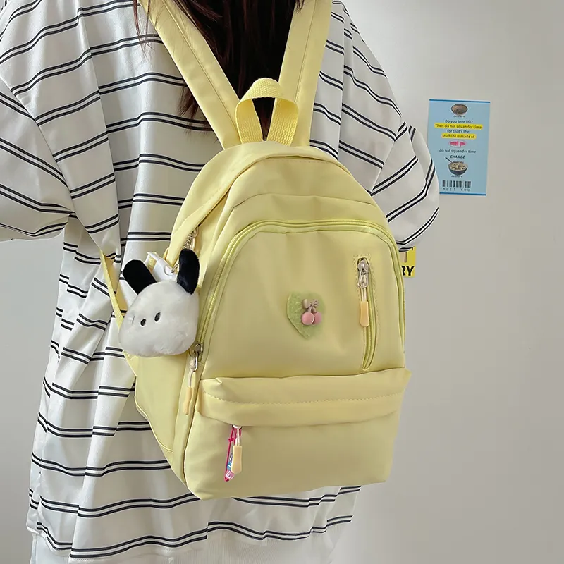 Cwatcun Nylon Backpack Women's Ecru/Black/Pink/Light Yellow/Light Green-16